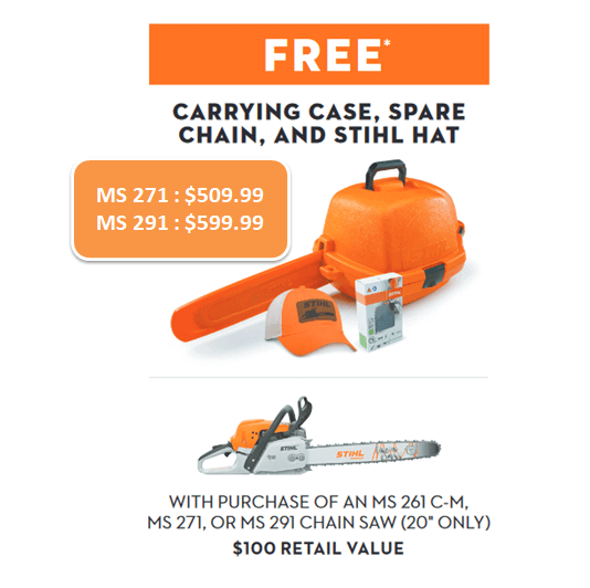 Stihl - Free carrying case, spare chain, and stihl hat with purchase